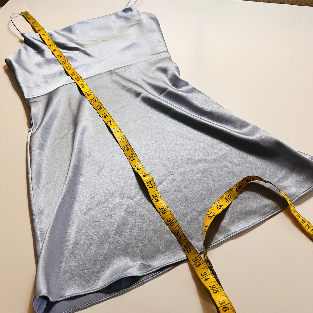 Topshop Satin Cowl Neck Spagetti Strap Dress Size 2 Light Blue - Picture 8 of 9
